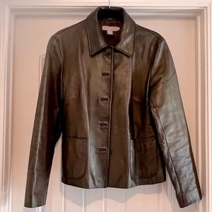 J Crew Brown Leather Jacket, Women’s Size M